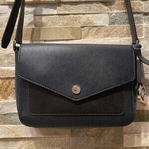 Michael Kors Greenwich Crossbody Navy Black Leather Bag | Silver Hardware NWOT